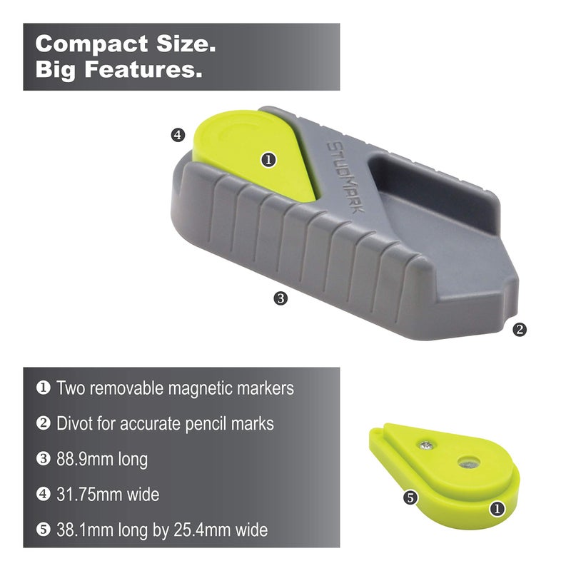 Calculated Industries 7310 StudMark Magnetic Stud Finder with 2 Removable Magnet Markers | Finds & Marks up to 3 Stud Locations | Updated 2020 More Powerful Rare Earth Magnets, No Batteries Needed - Image 3
